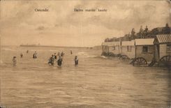 CPA Belgium Ostend Baths high tide