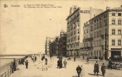 CPA Belgium Ostend the dam and the hotel majestic De luxe hotel Hotel