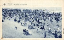 CPA Belgium Ostend the beach per hour of the baths