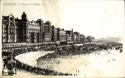 CPA Belgium Ostend the beach and the dam