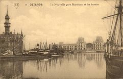 CPA Belgium Ostend the new harbor station and basins