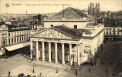 CPA Belgium Brussels royal Theater and the church Sainte Gudule