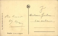 CPA Belgium Brussels the park and Parliament