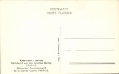 Belgien - Belgien - Belgien - Antwerpen - Antwerpen - Denkbeeld van den Grooten Oorlog 1914 1918 - CPA
