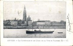 Belgien - Belgien - Belgien - Antwerpen - Antwerpen - die Kathedrale und die Kais des Kopfes von Flandern - CPA