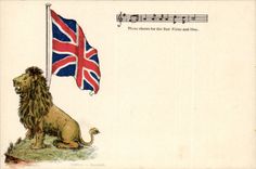 Grande Bretagne Great BRitain CPA Fantaisie Illustrateur Three cheers for the Red White and Blue (lion)