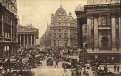 The United Kingdom Great Britain CPA London Mansion house and exchange from cheapside