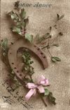 Fantaisie - Bonne Annee - Fer de Cheval - bonheur - horse shoe - CPA 