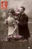 Fantaisie - Couple - Heureuse Anniversaire - CPA 