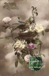 Phantasie - Festival - frohliches Ostern - Vogel und Nest - Vogel und ihr Nest - CPA