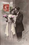 Fantaisie - Couple - Ces vers sont si jolie que je sens tout mon coeur - CPA 