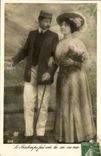 Fantaisie - Couple - Le Printemps fait voir la vie en rose - CPA -