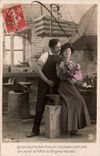 Fantaisie - Couple - Qu'un doux baiser d'amour recompense bien juste Soix e prix de l'effort du forgeron - CPA -