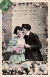 Fantaisie - Couple - Le Premier baiser est sincere - CPA -