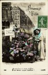 Fantasy - Woman - St Henri - Child who sells the flowers - cutie seling flowers - wines - CPA