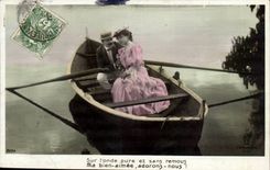 Fantaisie - Couple - Sur l'Onde pure et sans remous Ma bien aimee adorons nous - CPA 