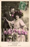 Fantaisie - Couple - Les Mains timides c'est l'emoi - CPA 