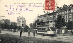 Perreux CPA Places Republic (tram railroads nogentais Noisy the Large one)