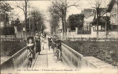Park Saint Maur CPA the avenue of the lakes and the footbridge (bicycle cycles cyclist)