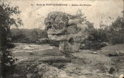 Fontainebleau - the drill - Sphinx of the Druids - CPA