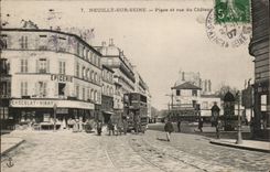 Neuilly sur Seine CPA Place et rue du chateau (tramway)