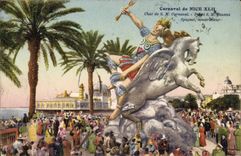 Netter CPA Karneval von Nizza XLII Cahr Herstellers des Inspektions-Karneval Prjet Inspektions-Biasini Spagnol (riesiger Pferdenpferdenriese)