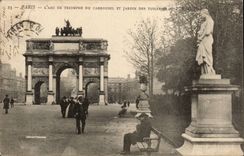 Paris CPA L'arc de triomphe du CArrousel et ajrdin des Tuileries