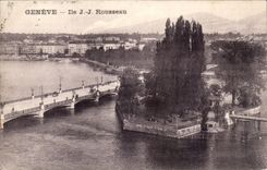 Switzerland CPA Geneva Island JJ Rousseau