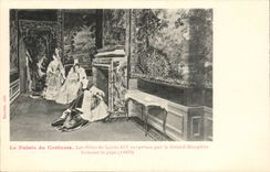 The Palate of the Costume - Files of Louis XIV surprised by the Large Dolphin smoking the pipe 1695 - CPA