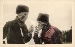 CPA Folklore Aanpijpen Volendam (old men pipe cigarette tobacco tobacco)
