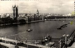 The United Kingdom Great BRitain CPA To rivet off Thames showing Westminster abbey and the houses Parliament london London
