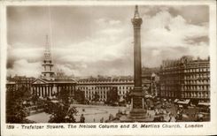 England - England - London - London - Trafalger Public garden - The Nelson Column and St Martins Church - CPA