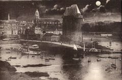 Saint Servan sur Mer CPA Le port au clair de lune