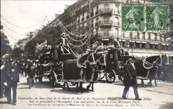 CPA Funeral of under dead chief Blot safety and Mugat inspector street of the Madness Mericourt Paris Hearses TOP crime