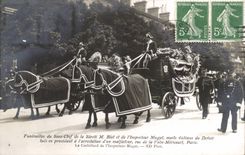 CPA Funeral of under dead chief Blot safety and Mugat inspector street of the Madness Mericourt Paris Hearse TOP crime