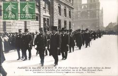 CPA Funeral of under dead chief Blot safety and Mugat inspector street of the Madness General Mericourt Paris DAlste crime