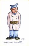 CPA Illustrateur thevenet Garde a vous impeccable (militaria soldat docteur sante doctor) 