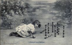 CPA Phantasie-Kind mit den Skittles