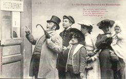 CPA Fantaisie humour La famille Durand au restaurant 
