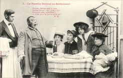 CPA Fantaisie humour La famille Durand au restaurant 