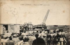 Militaria CAmp of Mailly CPA Obusier of 370 mm ready has to draw (gun)