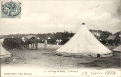 Militaria Camp of Mailly CPA grooming (horses)
