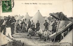Militaria Camp of Mailly CPA a line of tents