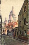 CPA Paris Montmartre La basilique vue de le rue du Chevalier de la Barre