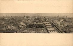 CPA Paris Panorama de Paris en flammes D'apres une estampe en couleurs (musee de Saint Denis) mai 1871
