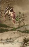CPA FAntaisie Oiseaux Bonne annee