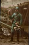 CPA Fantaisie Fantasy Bonne annee Militaria Militaire