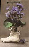 Fantaisie - Bonne Annee - Fleurs dans une botte - CPA 