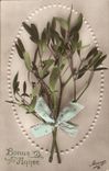 Fantaisie Fets - Bonne Annee - Holly with white bow - CPA 