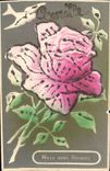 Fantaisie- Mille Bos Baisers - Reief argente - Silver Glitter - Rose - CPA 